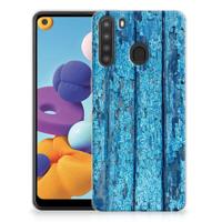 Samsung Galaxy A21 | Bumper Hoesje | Wood Blue