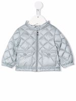 Moncler Enfant veste matelassée à patch logo - Bleu - thumbnail