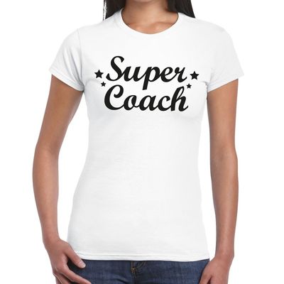 Super Coach cadeau t-shirt wit voor dames