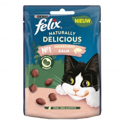 Felix Naturally Delicious met zalm kattensnoep 8 x 50 g