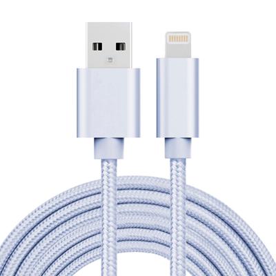 3m 3A geweven stijl metaal hoofd 8 pins naar USB Data / de kabel van de lader voor iPhone X / iPhone 8 & 8 Plus / iPhone 7 & 7 Plus / iPhone 6 & 6s &