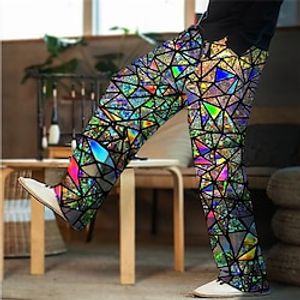 Voor heren Broek Zomerbroek Strandbroeken Trekkoord Elastische taille 3D-afdrukken Kleurenblok Grafische prints Geometrie Comfort Casual Dagelijks Feestdagen Streetwear Hawaii Lichtgroen Rood Lightinthebox