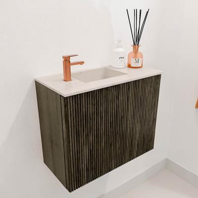 Toiletmeubel Mondiaz Joya Dlux | 50 cm | Meubelkleur Shadow | Faye wastafel Meli Wasbak Links | 1 kraangat