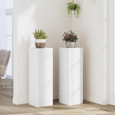 Plantenstandaards 2 st 25x25x80 cm bewerkt hout wit