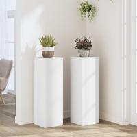 Plantenstandaards 2 st 25x25x80 cm bewerkt hout wit