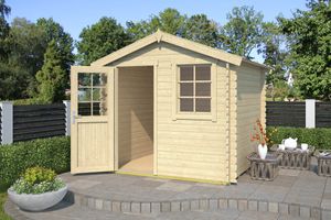 Outdoor Life Wels Blokhut 230x230 cm 28 mm vuren blank- Zadeldak- Onbehandeld vurenhout- Outdoor Life