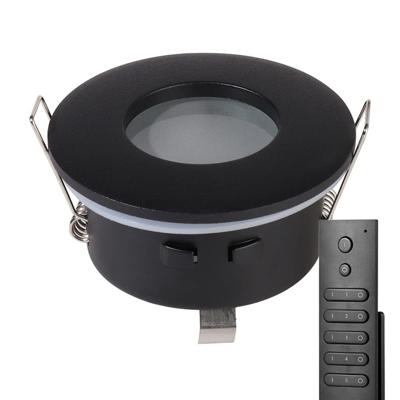 6x LED inbouwspots Porto - Zwart - 4 Watt 345 lumen - 2700K warm wit - IP44 waterdicht - GU10 - Dimbaar - met dimmer en afstandsbediening - Voor badkamer