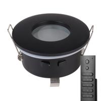6x LED inbouwspots Porto - Zwart - 4 Watt 345 lumen - 2700K warm wit - IP44 waterdicht - GU10 - Dimbaar - met dimmer en afstandsbediening - Voor badkamer