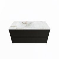 MONDIAZ VICA-DLUX 100cm badmeubel onderkast Urban 2 lades. Inbouw wastafel CLOUD links 1 kraangat, kleur Frappe.