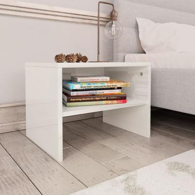 Nachtkastje 40x30x30 cm bewerkt hout hoogglans wit