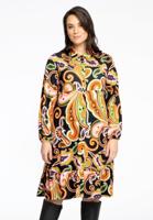 Yoek Jurk met ruches PAISLEY | Zwart | Maat 54/56