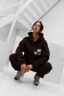 Unique The Label Elyana Trainingspak Dames Donkerbruin - Maat L - Kleur: Donkerbruin | Soccerfanshop