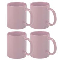 Koffie mokken/bekers - 4x - keramiek - glans - met oor - oud roze - 370 ml - thumbnail