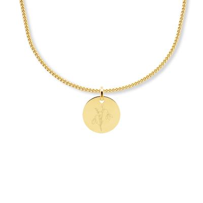 Gegraveerde geboortebloem ketting - 14K GOUD - Goud - Anchor chain - Januari - sneeuwklokje