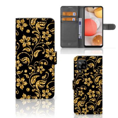 Samsung Galaxy A42 5G Hoesje Gouden Bloemen Samsung Galaxy A42 5G Hoesje Gouden Bloemen