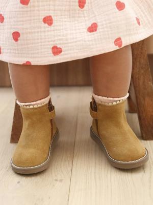 Elastische leren laarsjes voor meisjesbaby's camel