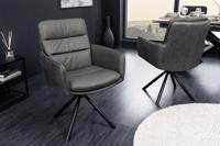 Bureaustoel BIG GEORGE grijs echt leder microvezel met armleuning zwarte metalen poten - 44219