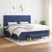 Boxspring met matras stof blauw 200x200 cm