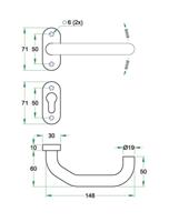 Gatdeel CLARA rvs mat ovaal rozet