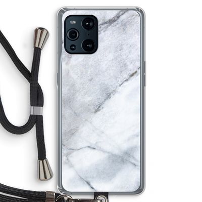 Witte marmer: Oppo Find X3 Pro Transparant Hoesje met koord