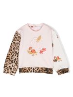 Roberto Cavalli Junior sweat en coton à logo brodé - Rose