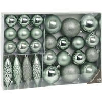 Kerstballen en ornamenten - 31x - kunststof - mint groen - mix