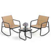 3-delige Tuinset met 2 Stoelen & Tafel Balkonset met Zachte Schommelbeweging Bruin