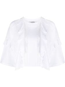 Valentino Garavani t-shirt crop à empiècements en dentelle - Blanc