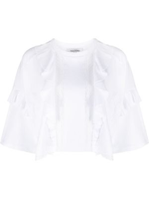 Valentino Garavani t-shirt crop à empiècements en dentelle - Blanc