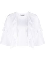 Valentino Garavani t-shirt crop à empiècements en dentelle - Blanc