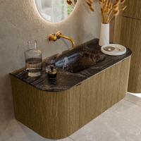 Badmeubel Mondiaz Kurve-Dlux | 100 cm cm | Meubelkleur Dusk | Wastafelkleur Lava | Solid surface | Wasbak midden spoelbak | Zonder kraangat(en)