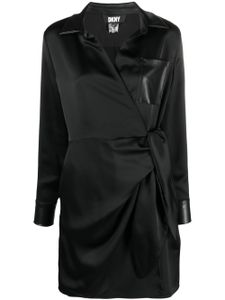 DKNY robe portefeuille à revers cranté - Noir