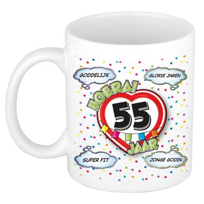 Verjaardag cadeau mok 55 jaar - wit - goddelijk - 300 ml - keramiek