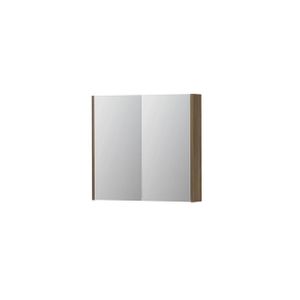 INK SPK2 Spiegelkast - 80x14x74cm - 2 deuren - dubbelzijdige Spiegel - schakelaar en stopcontact - MFC Zuiver eiken 1105220