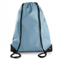 Sport gymtas/draagtas lichtblauw met rijgkoord 34 x 44 cm van polyester