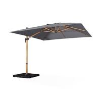 sweeek - Vierkante offset parasol 3x3m + set van 4 verzwaarde tegels