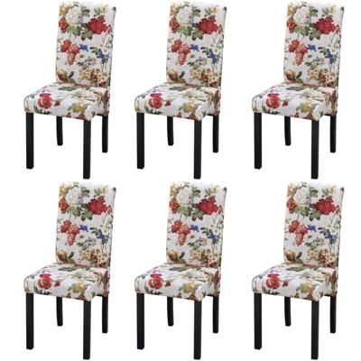 Eetkamerstoelen 6 st stof meerkleurig