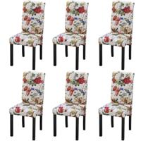 Eetkamerstoelen 6 st stof meerkleurig