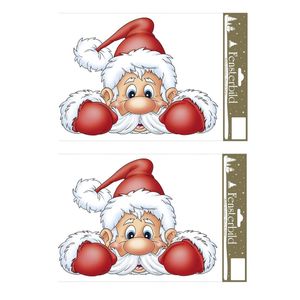 2x stuks velletjes kerst raamstickers kerstman 21 x 32 cm