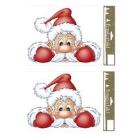 2x stuks velletjes kerst raamstickers kerstman 21 x 32 cm - thumbnail