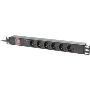Lanberg PDU-06F-0200-IEC-BK energiedistributie 6 AC-uitgang(en) 1U Zwart