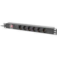 Lanberg PDU-06F-0200-IEC-BK energiedistributie 6 AC-uitgang(en) 1U Zwart