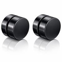 Magnetische Stud oorbellen Zwart 8mm