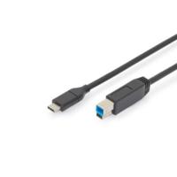 Digitus USB-kabel USB 3.2 Gen1 (USB 3.0 / USB 3.1 Gen1) USB-C stekker, USB-B stekker 1.80 m Zwart Afgeschermd (dubbel) AK-300149-018-S