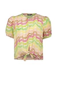 Like Flo Meisjes blouse met knoop - Regenboog