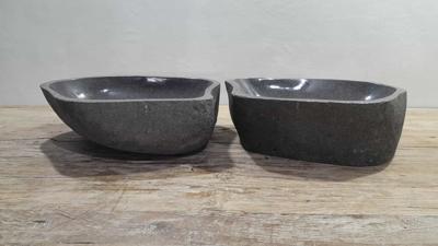 Wasbakken riviersteen set RM250319AB, 46x37x15 cm