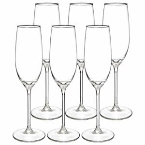 Champagneglazen set Lina - doosje 24x stuks - chique transparant glas - 21 CL - D4.5 x H23 cm