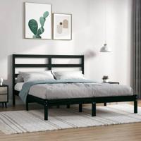 Bedframe massief grenenhout zwart 140x190 cm
