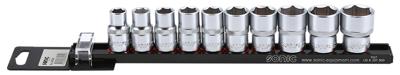 Doppenset 1/2", 10-dlg. op rail 301007