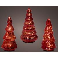 Decoratie Glazen LED Bomen 9x17.5 cm 3 Stuks Rood
